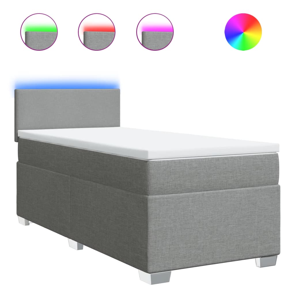 vidaXL Box spring postel s matrací světle šedá 90x190 cm textil