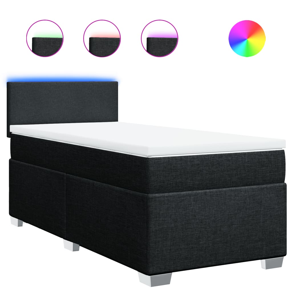 Thumbnail - vidaXL Boxspringbett mit Matratze Schwarz 90x190 cm Stoff