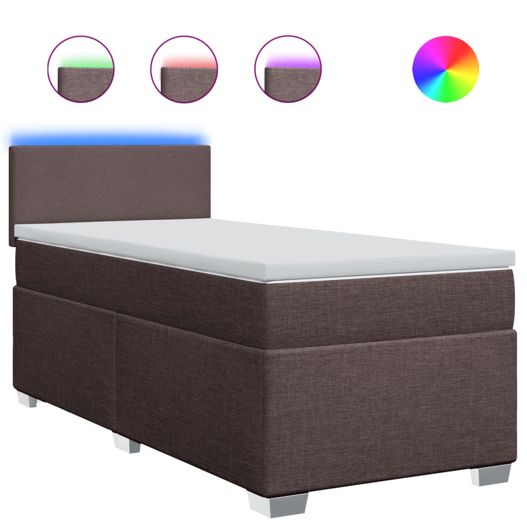 vidaXL Box spring postel s matrací tmavě hnědá 90x190 cm textil