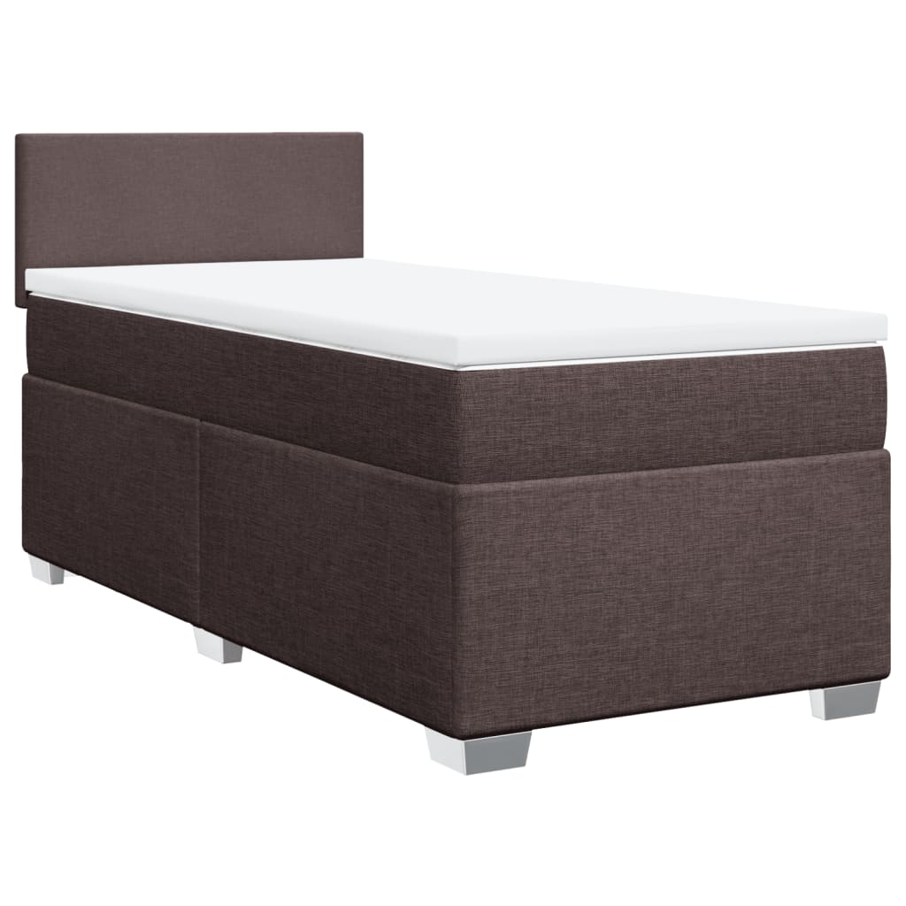 vidaXL Boxspring met matras stof donkerbruin 90x190 cm afbeelding