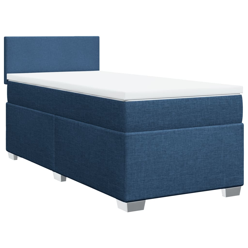vidaXL Boxspring met matras stof blauw 90x190 cm afbeelding