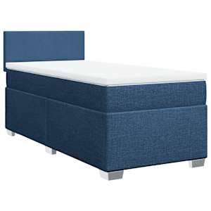 Box spring postel s matrací modrá 90x190 cm textil - obrázek 3