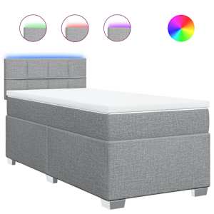 Box spring postel s matrací světle šedá 90x190 cm textil - obrázek 2