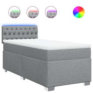 Box spring postel s matrací světle šedá 90x190 cm textil - obrázek 2