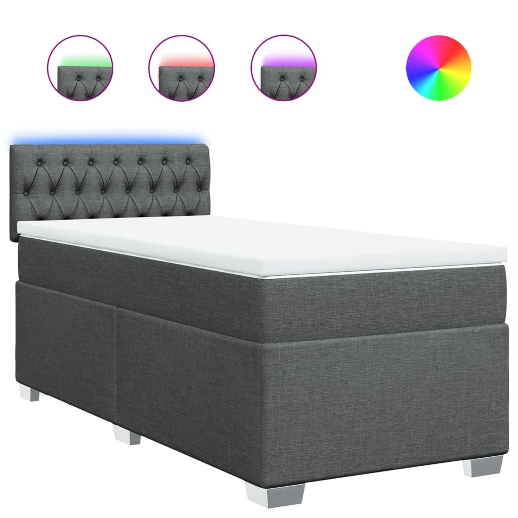 vidaXL Box spring postel s matrací tmavě šedá 90x190 cm textil