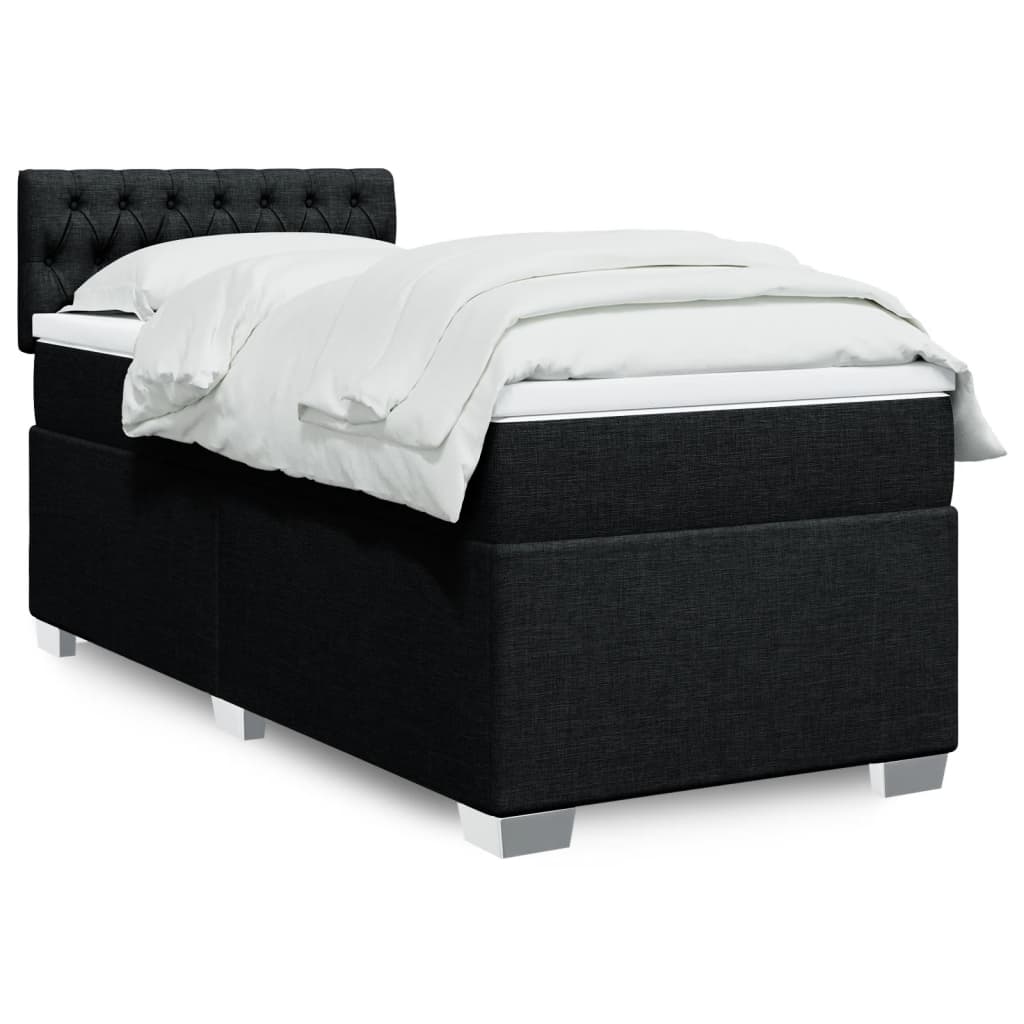 vidaXL Boxspringbett mit Matratze Schwarz 90x190 cm Stoff