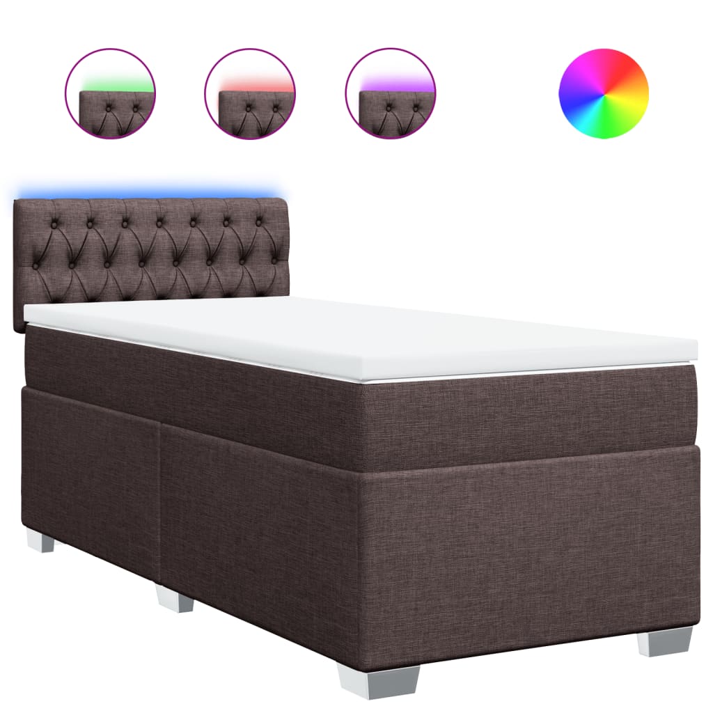 vidaXL Box spring postel s matrací tmavě hnědá 90x190 cm textil