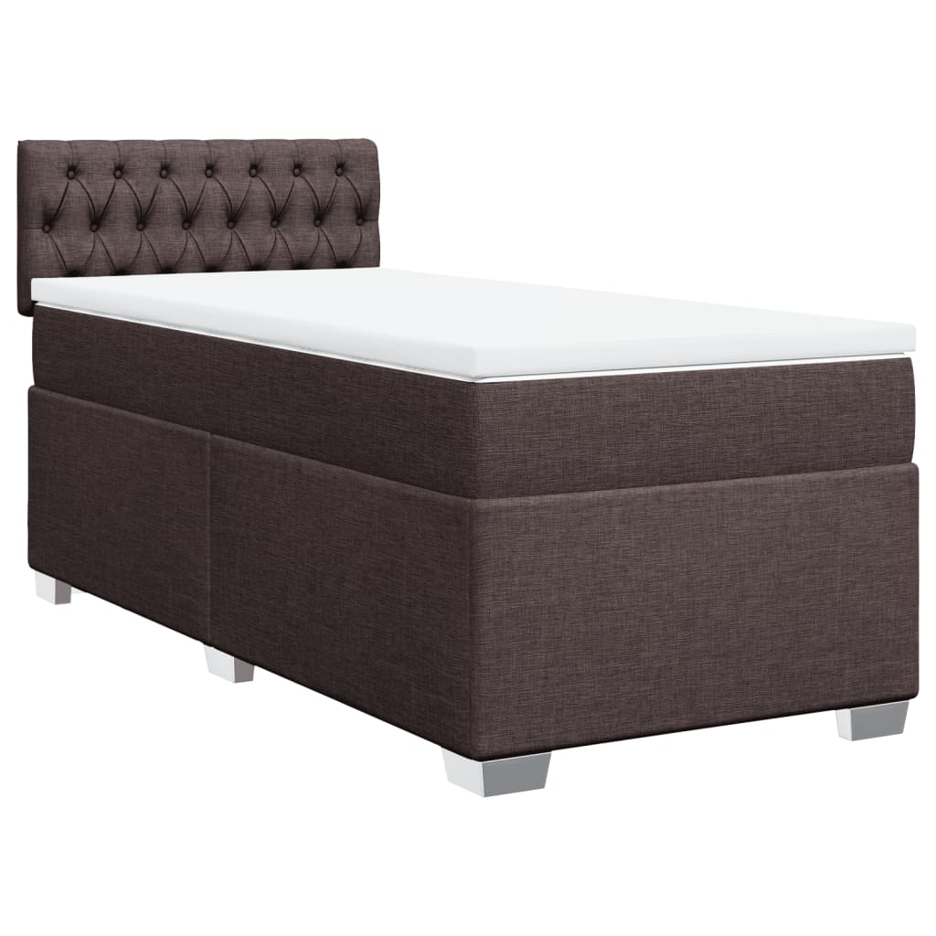 vidaXL Boxspring met matras stof donkerbruin 90x190 cm afbeelding