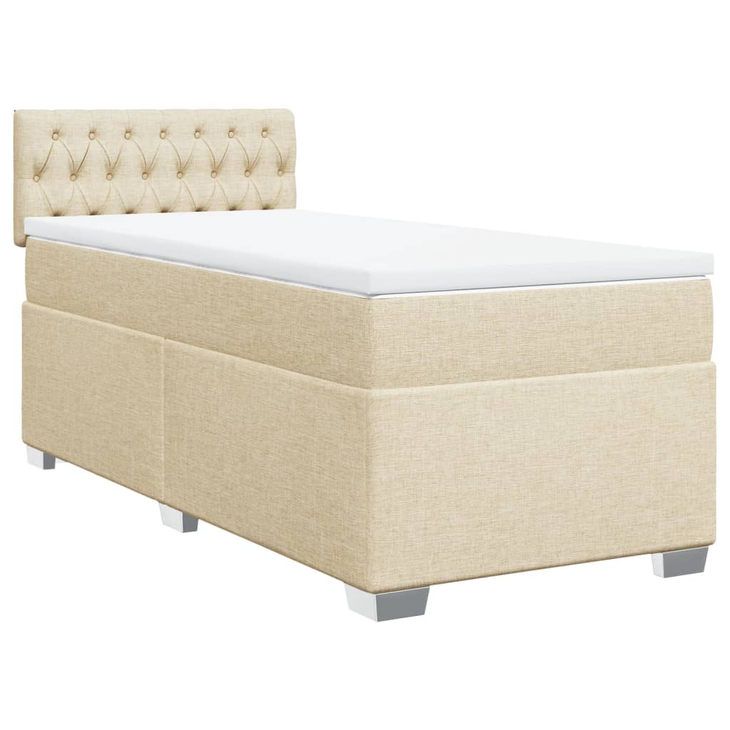 vidaXL Boxspring met matras stof crèmekleurig 90x190 cm afbeelding