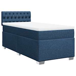 Box spring postel s matrací modrá 90x190 cm textil - obrázek 3