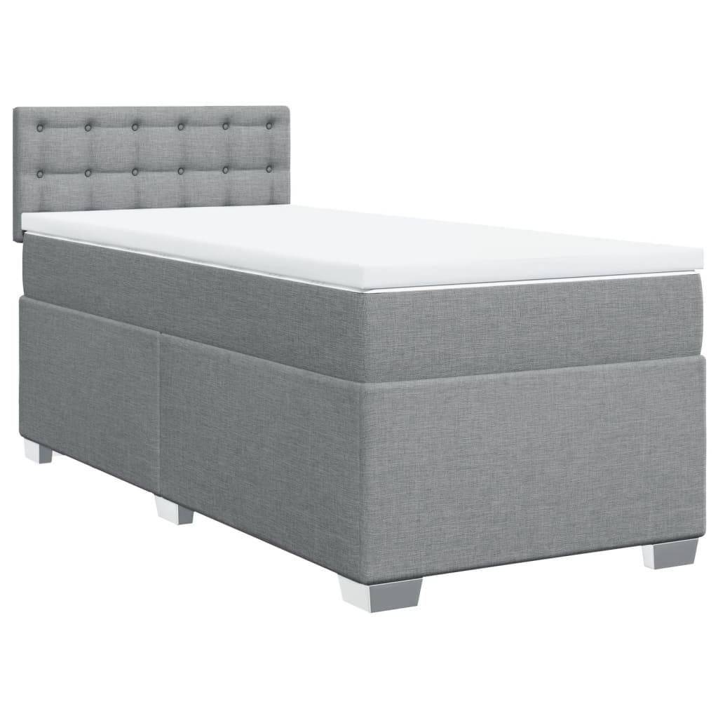 vidaXL Boxspring met matras stof lichtgrijs 90x190 cm afbeelding