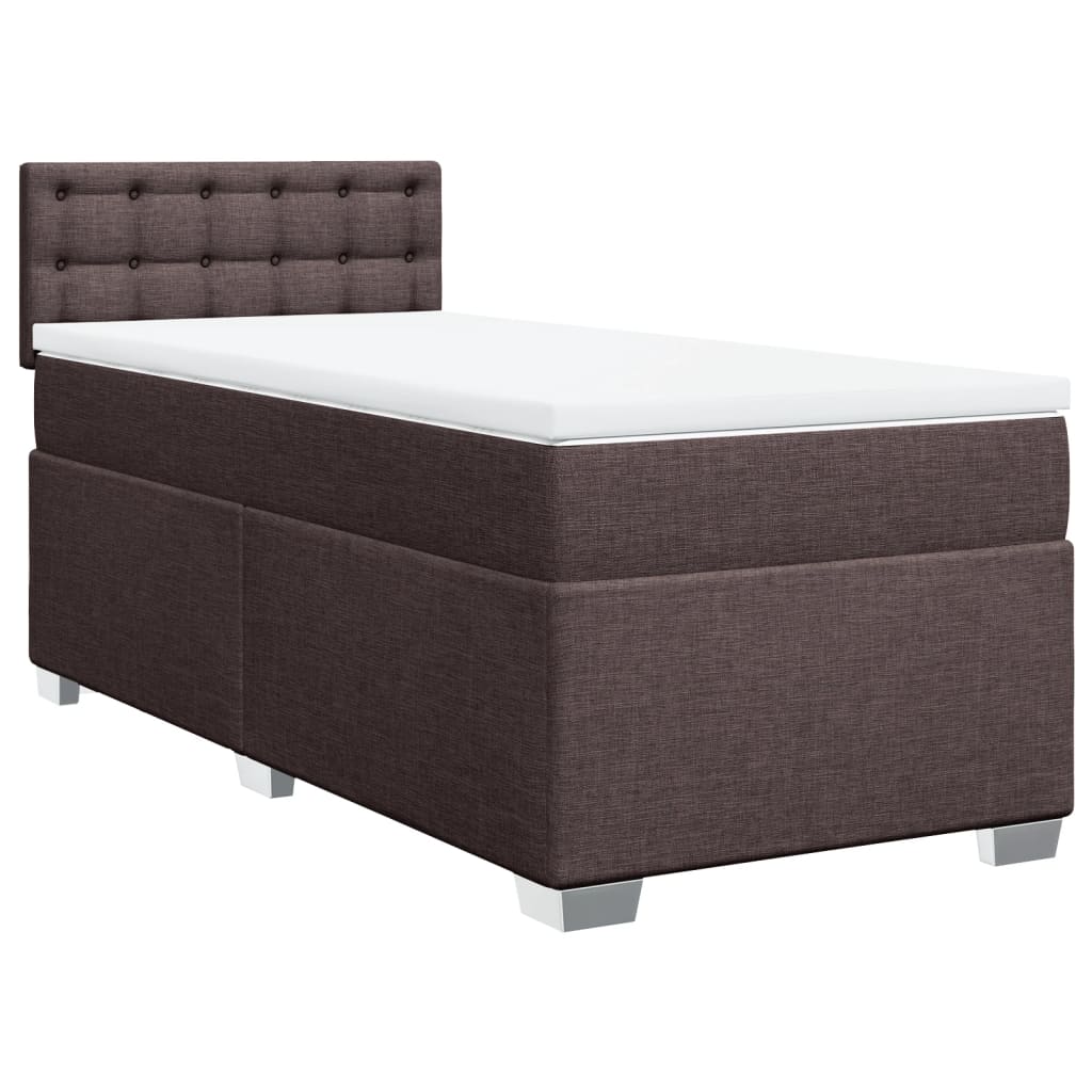 vidaXL Boxspring met matras stof donkerbruin 90x190 cm afbeelding