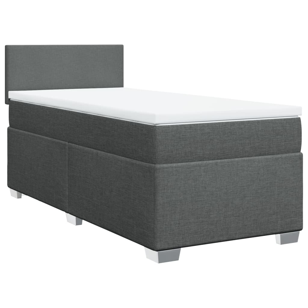 vidaXL Boxspring met matras stof donkergrijs 90x200 cm afbeelding