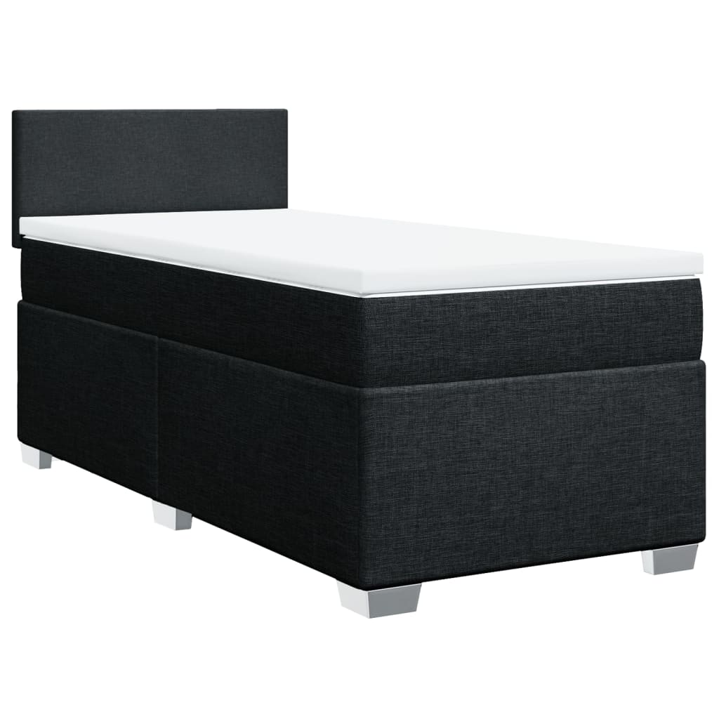 vidaXL Boxspring met matras stof zwart 90x200 cm afbeelding