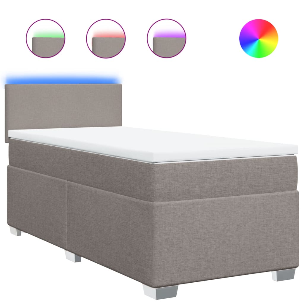 Thumbnail - vidaXL Boxspringbett mit Matratze Taupe 90x200 cm Stoff