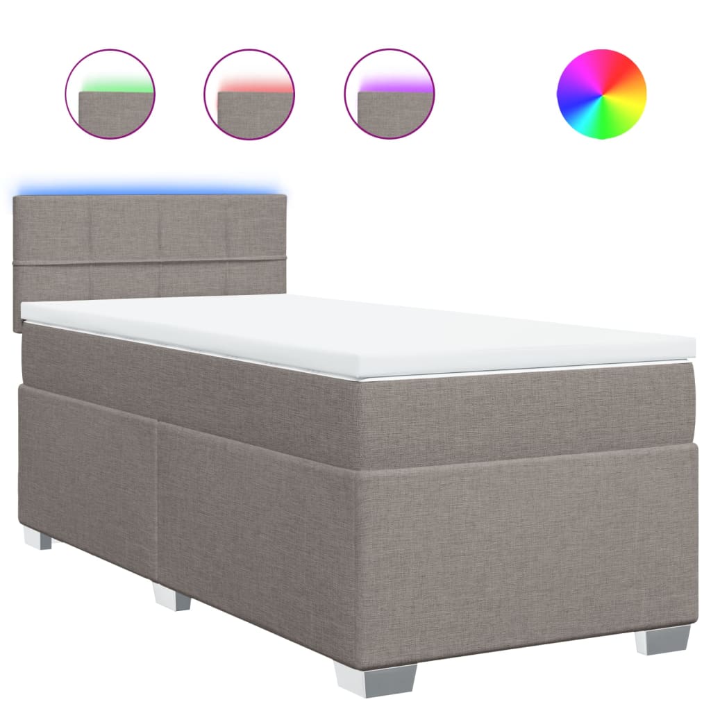 vidaXL Boxspring met matras stof taupe 90x200 cm, foto 3