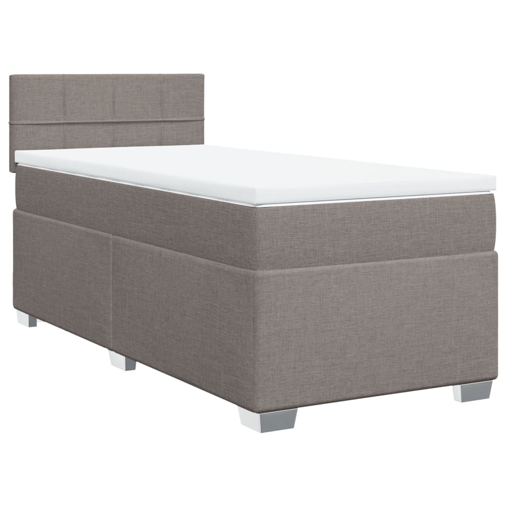 vidaXL Boxspring met matras stof taupe 90x200 cm afbeelding