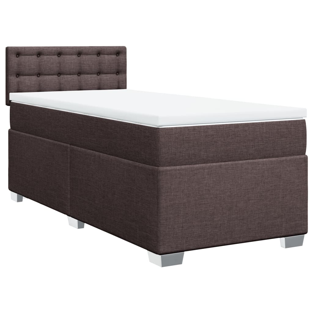 vidaXL Boxspring met matras stof donkerbruin 90x200 cm afbeelding