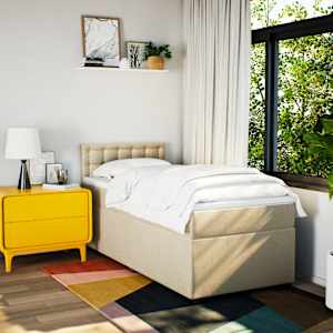 Box spring postel s matrací krémová 90x200 cm textil - obrázek 4