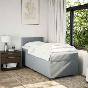 Box spring postel s matrací světle šedý 100 x 200 cm textil - obrázek 4