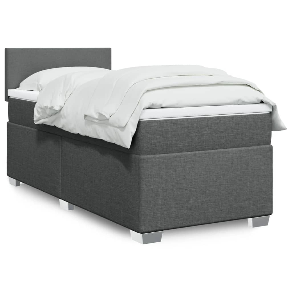 Boxspringbett mit Matratze Dunkelgrau 100×200 cm Stoff