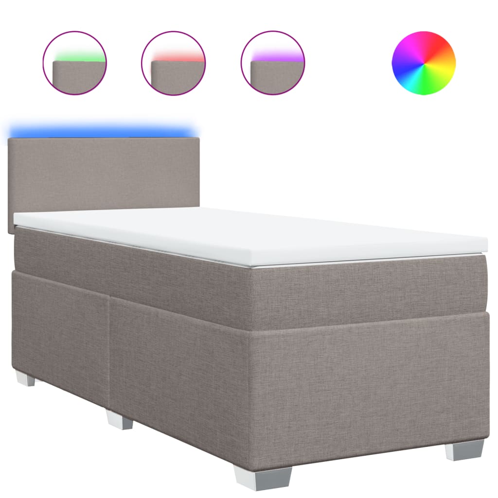 vidaXL Boxspring met matras stof taupe 100x200 cm, foto 3