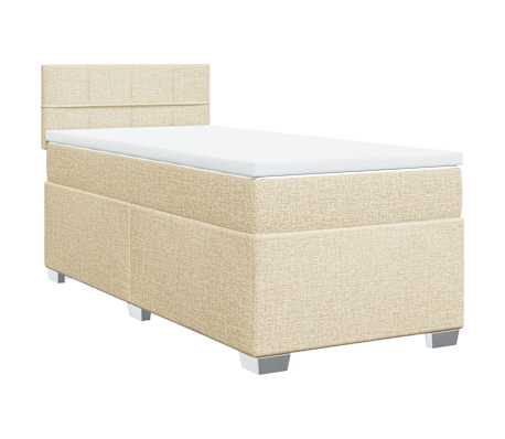 vidaXL Κρεβάτι Boxspring με Στρώμα Κρεμ 100 x 200 εκ. Υφασμάτινο