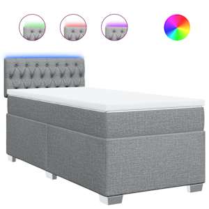 Box spring postel s matrací světle šedý 100 x 200 cm textil - obrázek 2