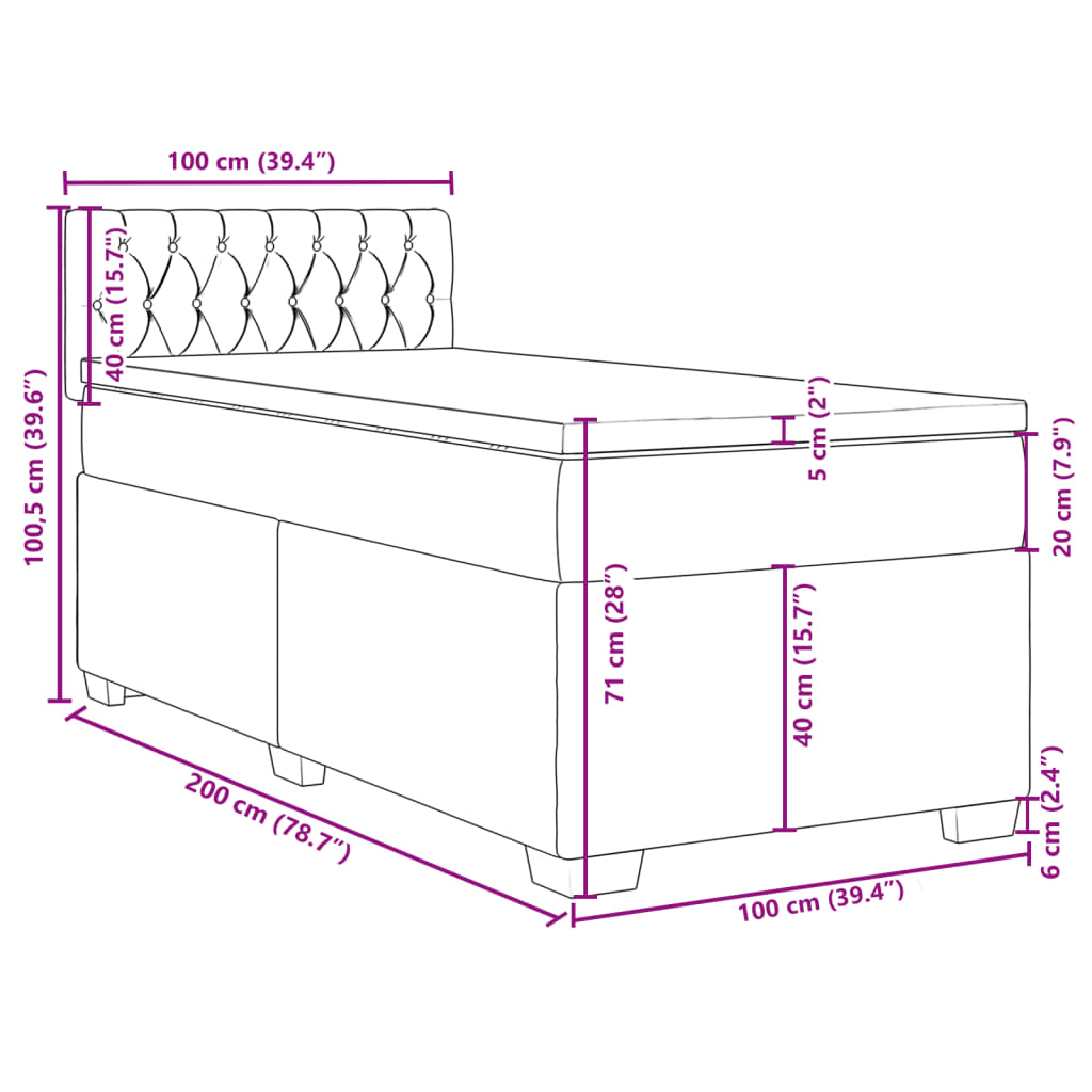 Box spring postel s matrací tmavě hnědá 100 x 200 cm textil - obrázek 18