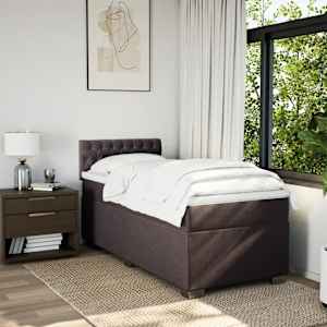 Box spring postel s matrací tmavě hnědá 100 x 200 cm textil - obrázek 4