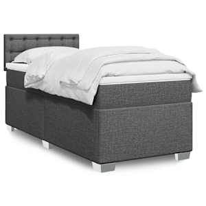 Box spring postel s matrací tmavě šedá 100 x 200 cm textil - obrázek 1