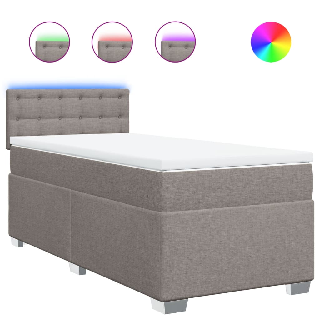 vidaXL Boxspring met matras stof taupe 100x200 cm, foto 3
