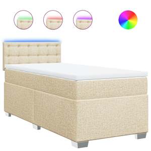 Box spring postel s matrací krémová 100 x 200 cm textil - obrázek 2