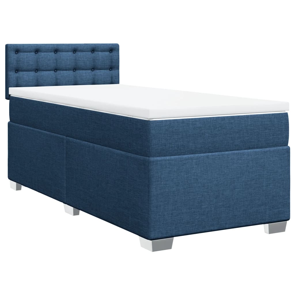 vidaXL Boxspring met matras stof blauw 100x200 cm afbeelding