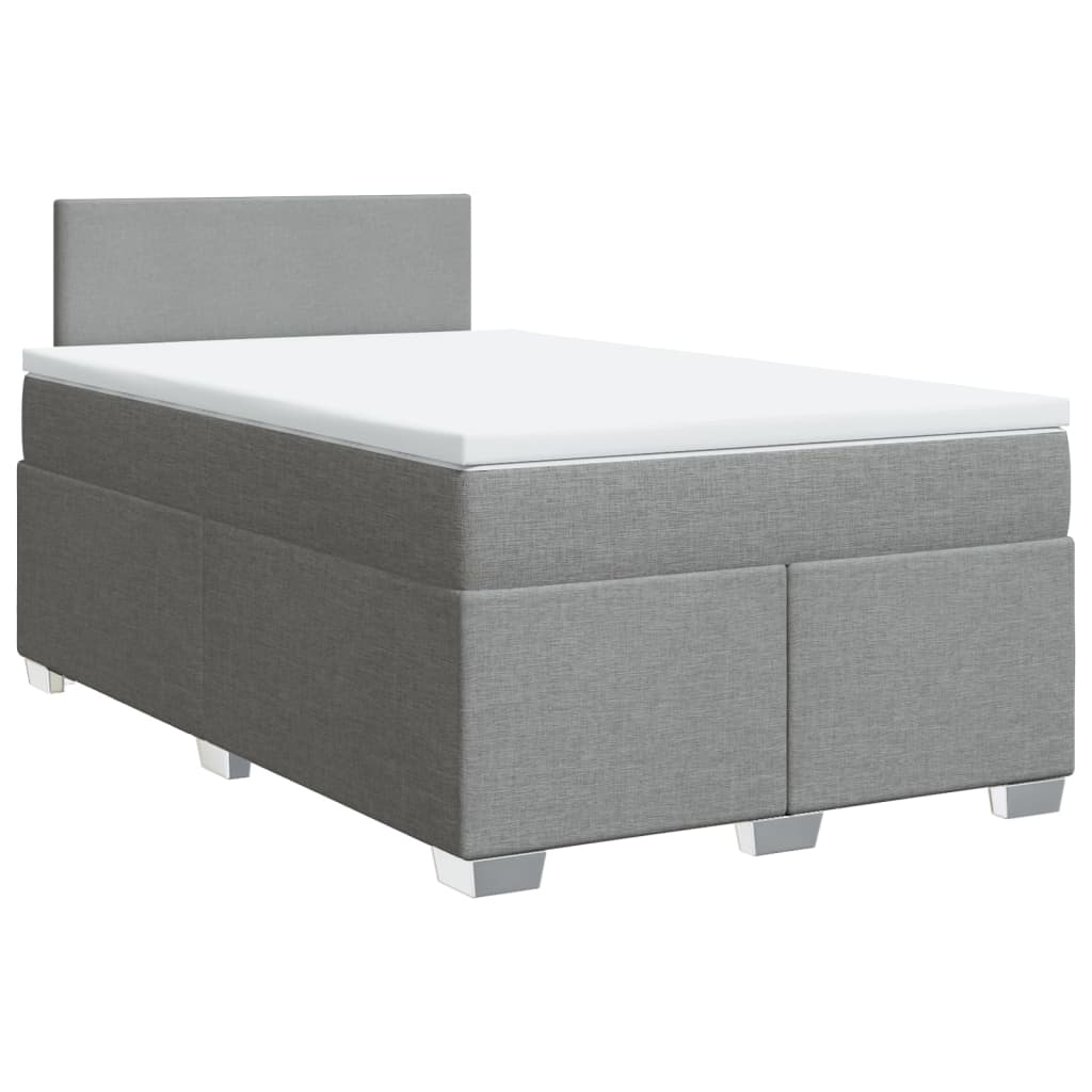 vidaXL Boxspring met matras stof lichtgrijs 120x190 cm afbeelding