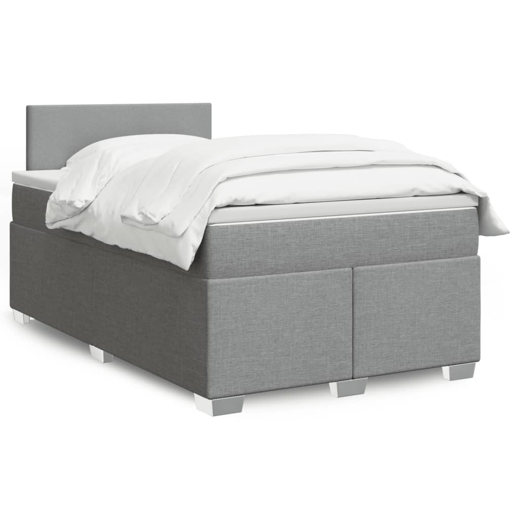 Boxspringbett mit Matratze Hellgrau 120×190 cm Stoff