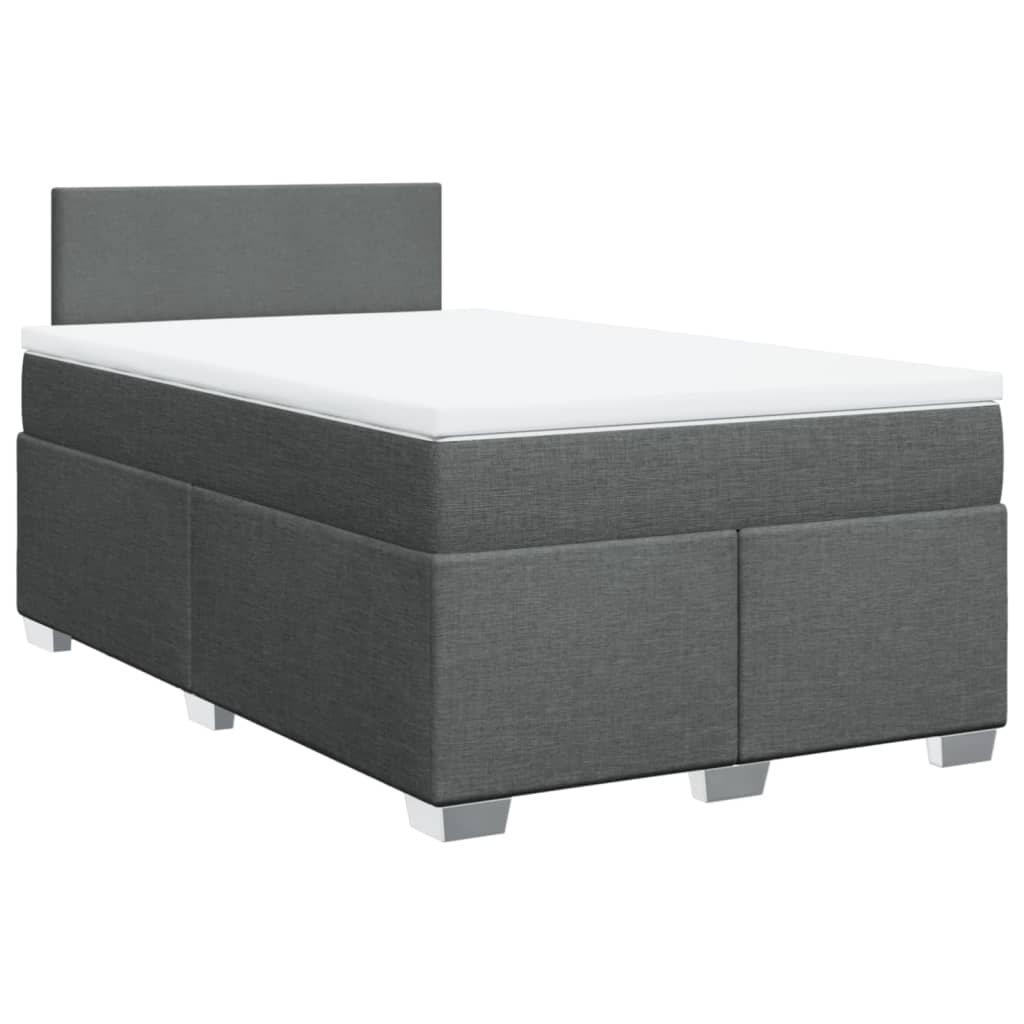 vidaXL Boxspring met matras stof donkergrijs 120x190 cm afbeelding