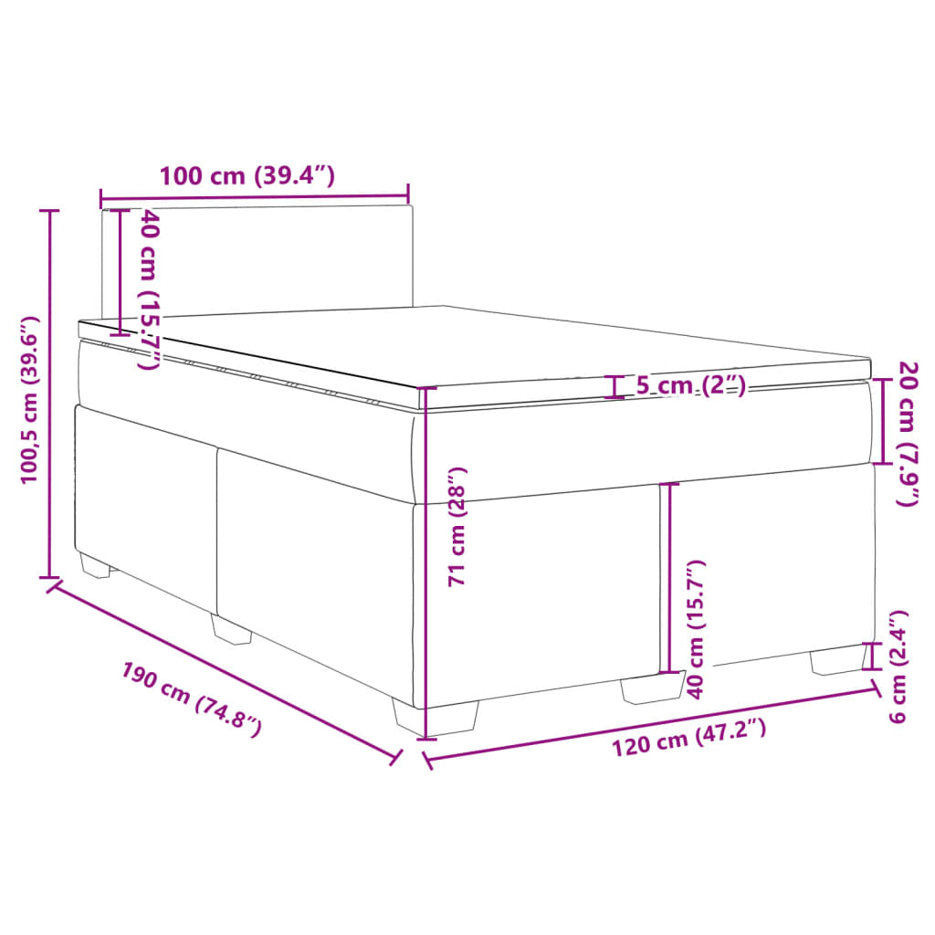 Box spring postel s matrací černá 120x190 cm textil - obrázek 18