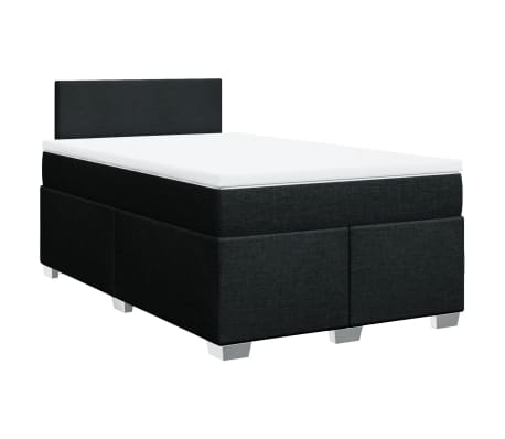 vidaXL Cama box spring con colch&oacute;n tela negro 120x190 cm