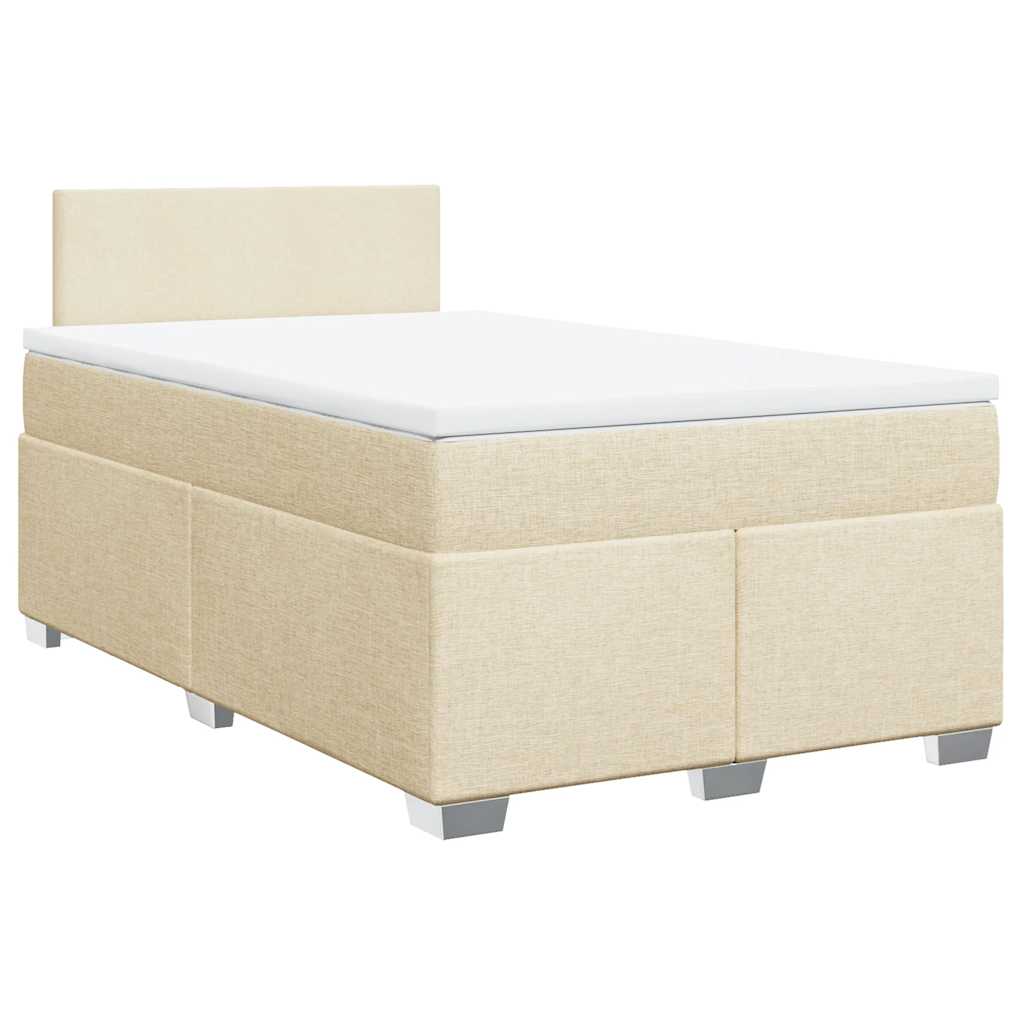 vidaXL Boxspring met matras stof crèmekleurig 120x190 cm afbeelding