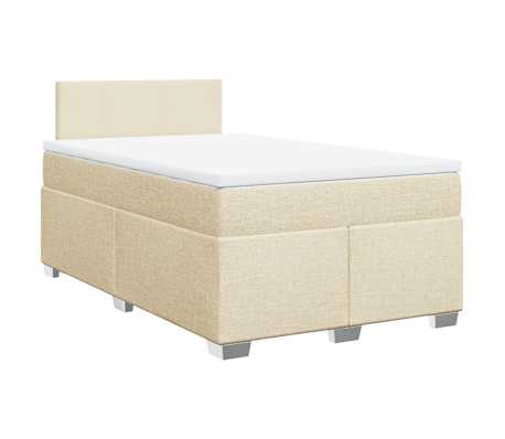 vidaXL Pat continental cu saltea, crem, 120x190 cm, textil