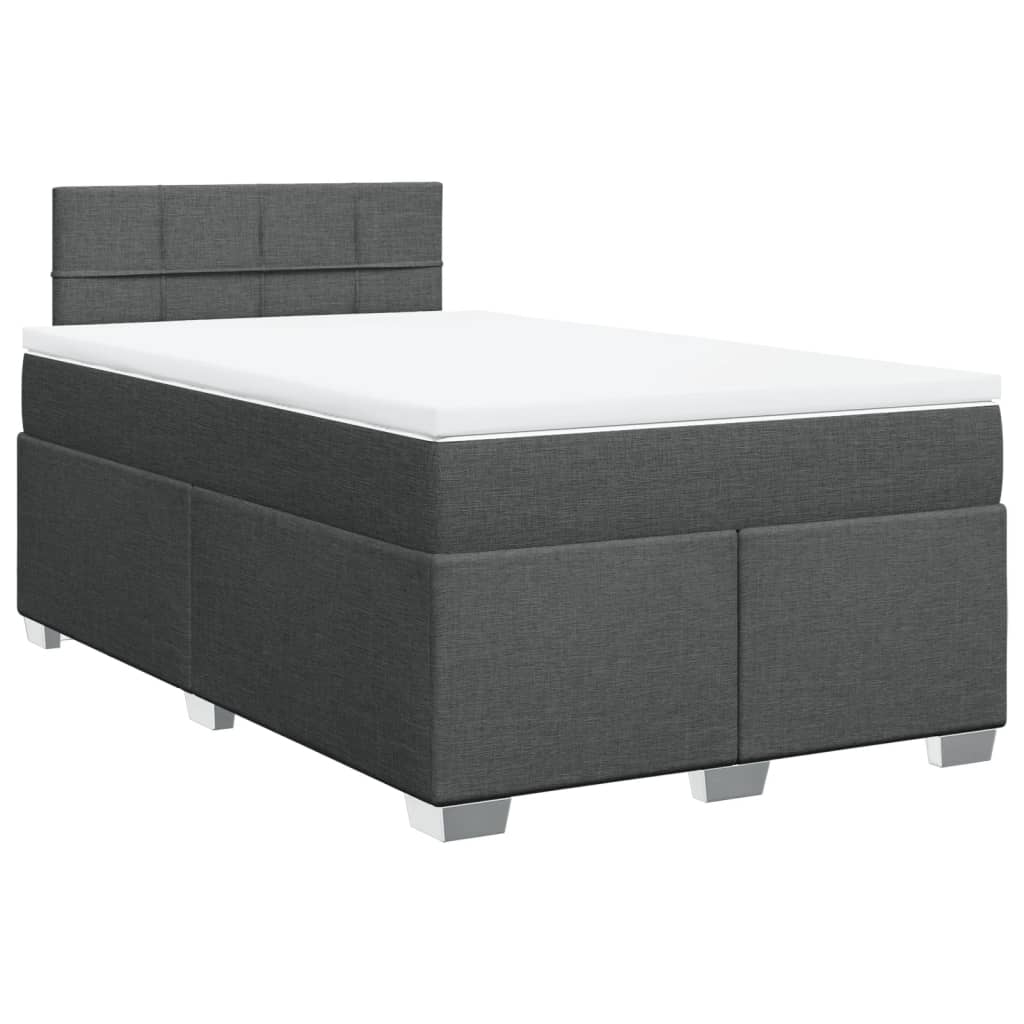 vidaXL Boxspring met matras stof donkergrijs 120x190 cm afbeelding