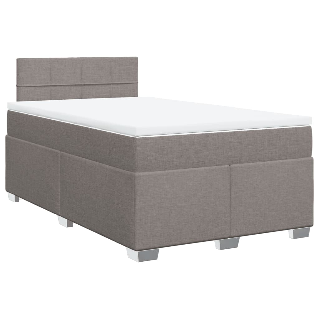 vidaXL Boxspring met matras stof taupe 120x190 cm afbeelding
