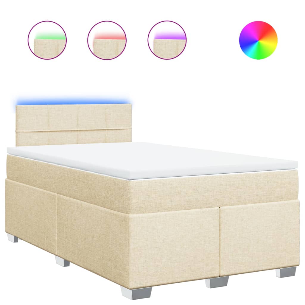 vidaXL Boxspring met matras stof crèmekleurig 120x190 cm, foto 3