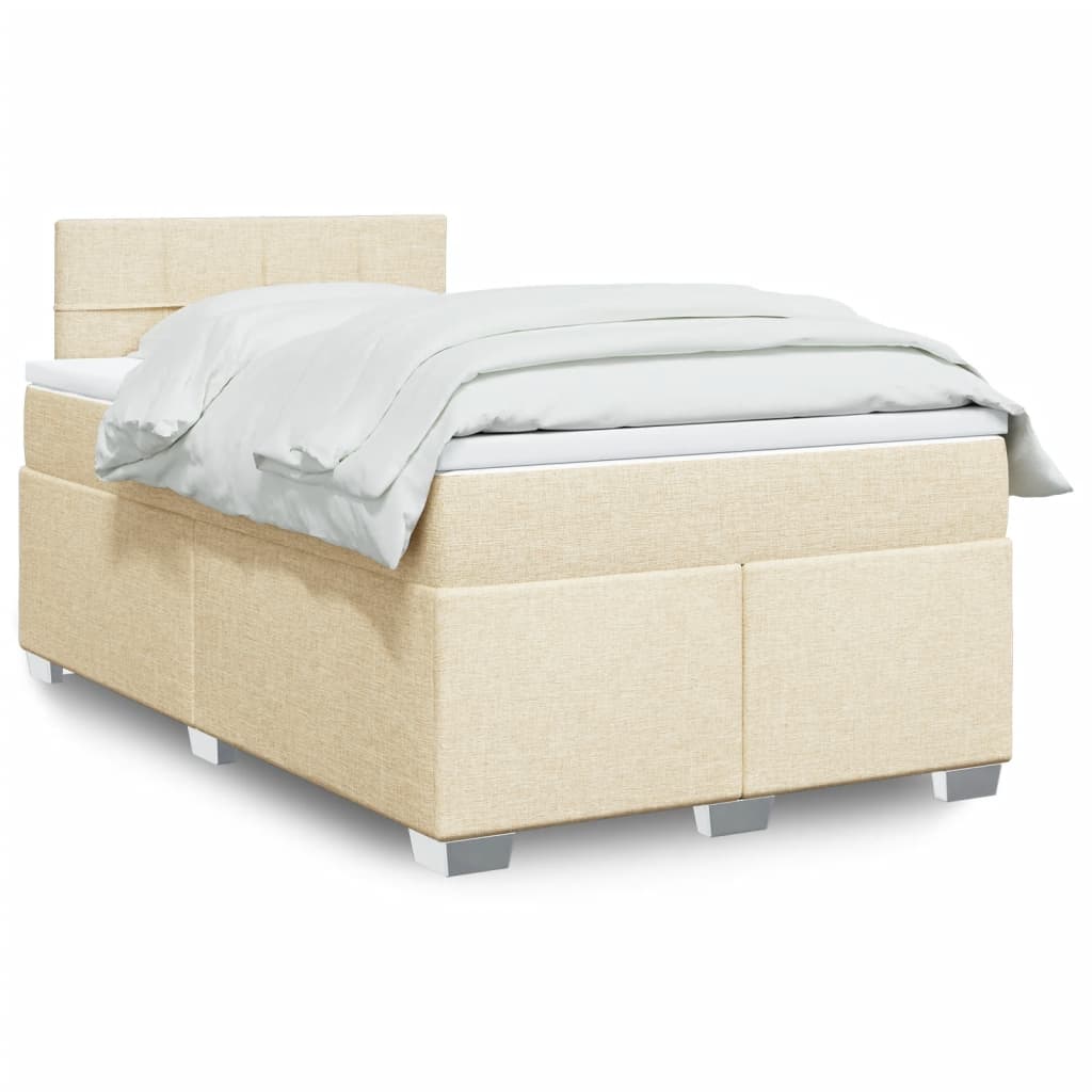 vidaXL Boxspringbett mit Matratze Creme 120x190 cm Stoff