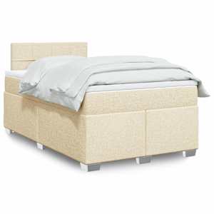 Box spring postelja z vzmetnico krem 120x190 cm blago