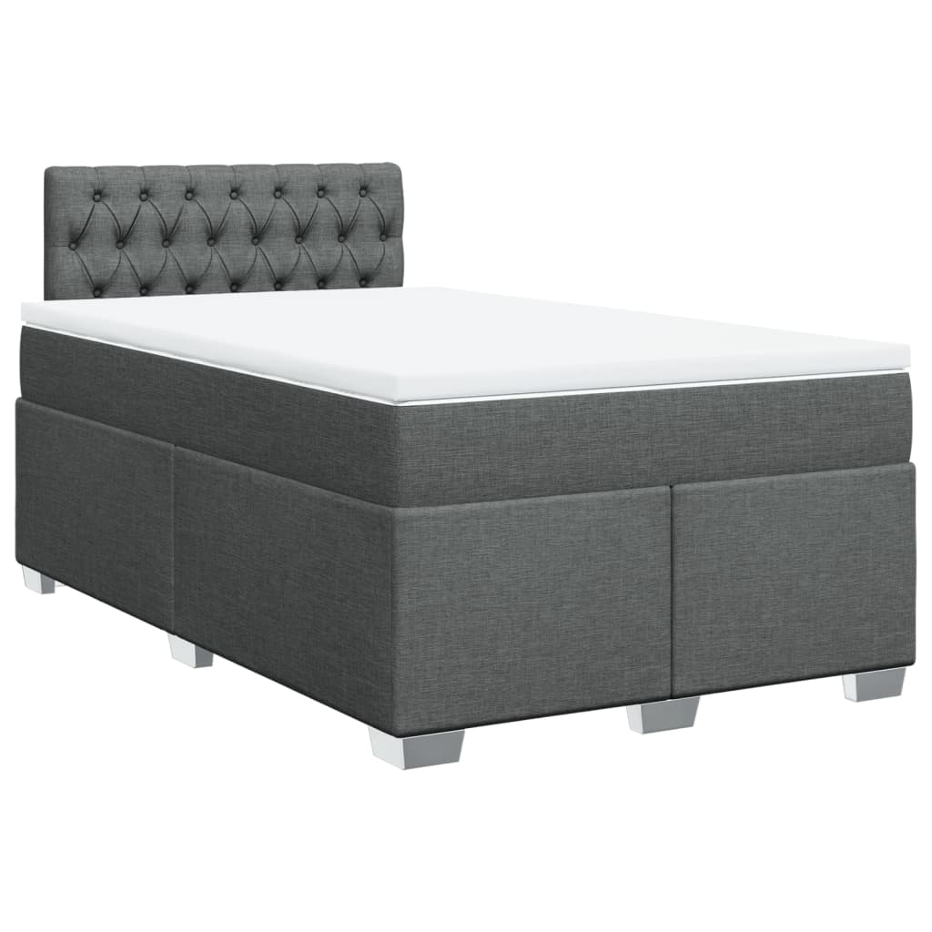 vidaXL Boxspring met matras stof donkergrijs 120x190 cm afbeelding