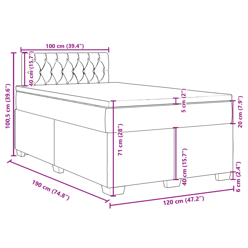 Box spring postel s matrací tmavě šedá 120x190 cm textil - obrázek 18