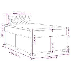 Box spring postel s matrací tmavě šedá 120x190 cm textil - obrázek 18