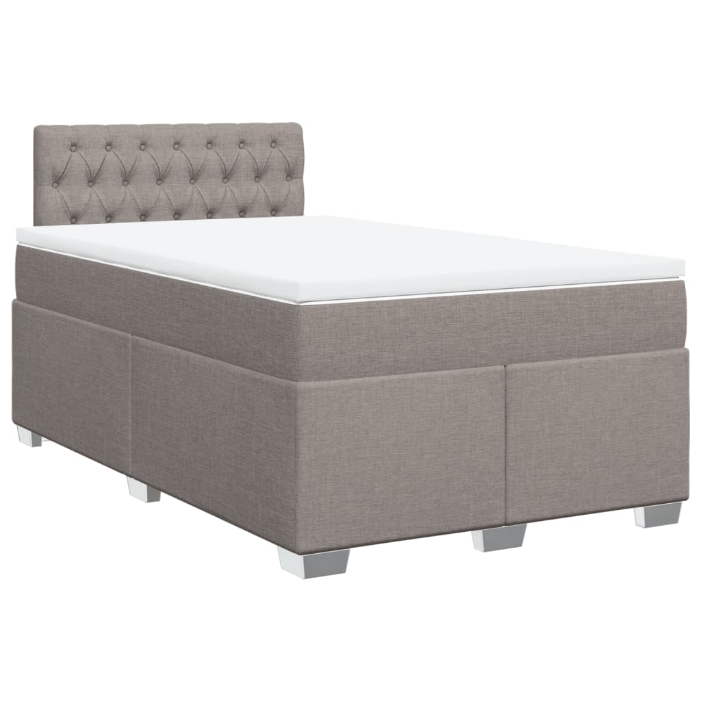 vidaXL Boxspring met matras stof taupe 120x190 cm afbeelding